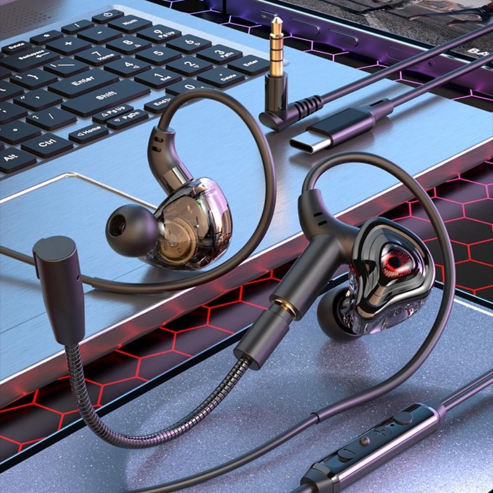 Dual Mic Wired Headset in-Ear Earpiece Headset Stereo Wired Earbuds Wired Earphone  Listen To Music