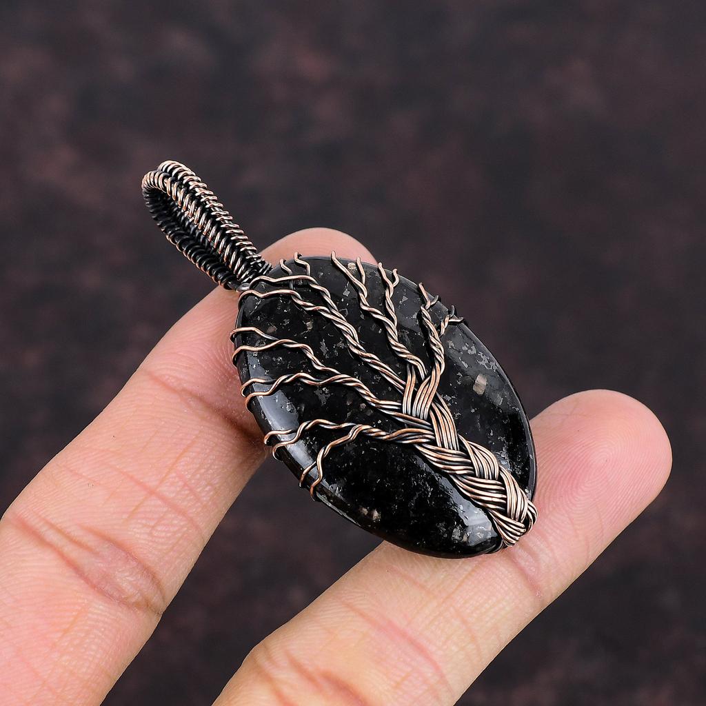 Подвеска из нумита «Дерево жизни», медная проволочная обертка, ювелирное изделие «Дерево жизни», антикварная подвеска ручной работы, драгоценный камень, медное ювелирное изделие, подарок для нее