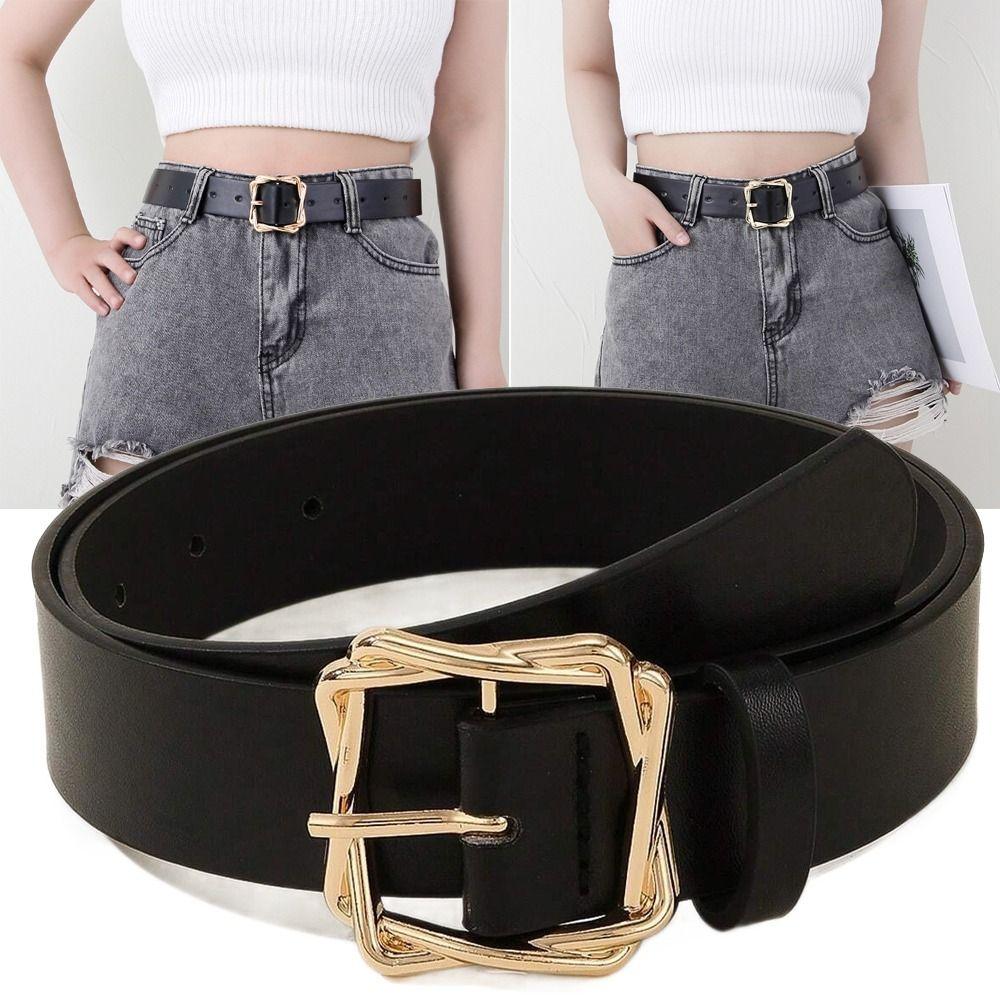 Adjustable PU Leather Belt Retro Jeans Belt Trend Women's Belts for Jeans Dresses Decoration