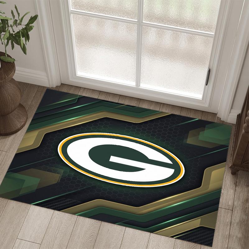 Green Bay Packers Design Crystal Velvet Carpet Cozy Non?Slip Printed Rug For Bedroom Living Room Entrance