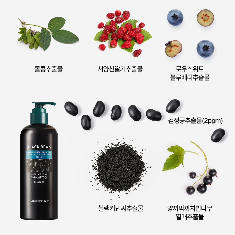 Nature Republic Шампунь против выпадения волос с черной фасолью 300 мл без сульфатов – Очищение без сульфатов, Уход за кожей головы, Корейский