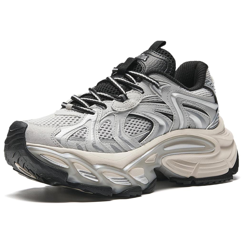 New Anta Anti Slip Wear Resistant Low Top Chunky Sneakers Women's Gray Silver 922518891-2