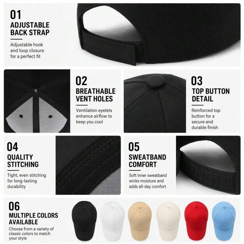 Baseball Cap - Unisex Polyester Adjustable Breathable Lightweight Soft Fabric Casual Outdoor Sports Daily Wear Baseball Hat - Dad Hat, Sun Cap