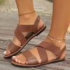 Fashion Ladies Shoes 2025 Hot Sale Elastic Band Women's Sandals Fashion Open Toe Summer Plus Size Casual Light Soft Bottom Flat Sandals