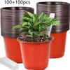 100 Pcs 4inch Plant Nursery Pots with Drainage Holes (with 100 Plant Labels)