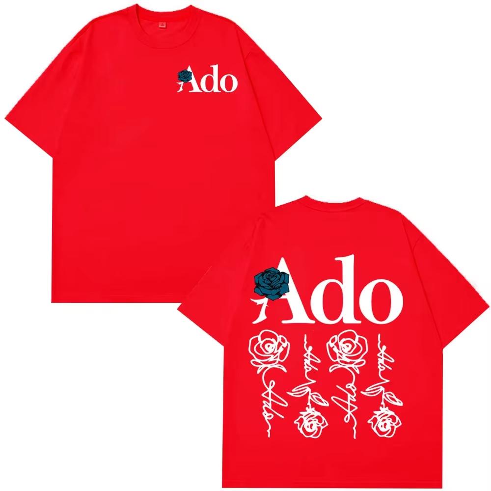 Ado Blue Rose World Tour Hibana Футболка Модная С коротким рукавом Эстетичная Модная Повседневная одежда Уличный стиль 2026 ВеснаЛето новый
