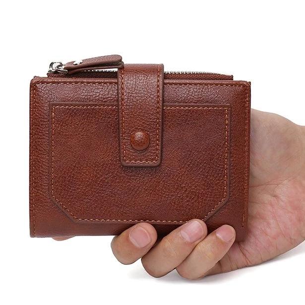 Новый мужской кошелек короткий стоячий ретро ультра тонкий многофункциональный PU кожа глянцевая молния кредитная карта с мужской кошелек