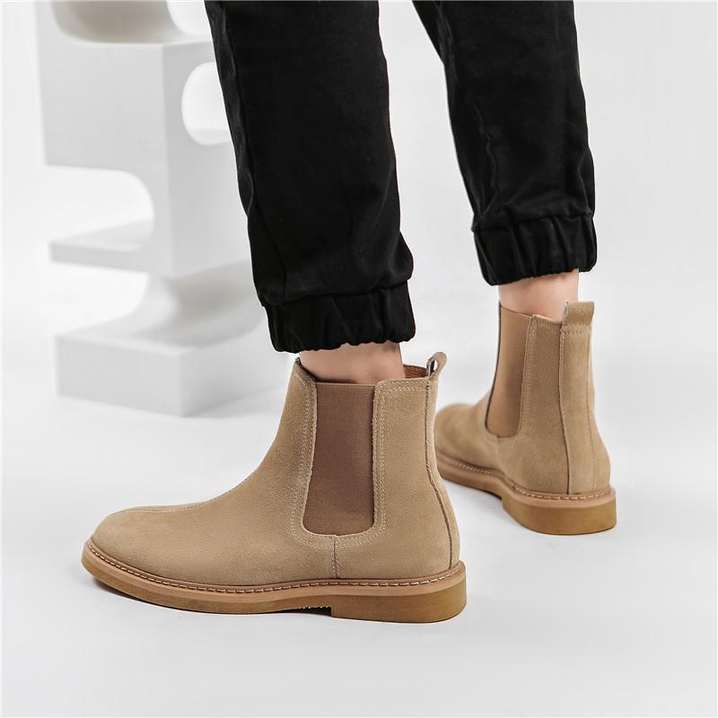 Luxury Brand Cow Suede Leather Chelsea Boots Men Shoes 2022 Newest Winter Business Casual Ankle Boots For Men Fashion Dress Shoes