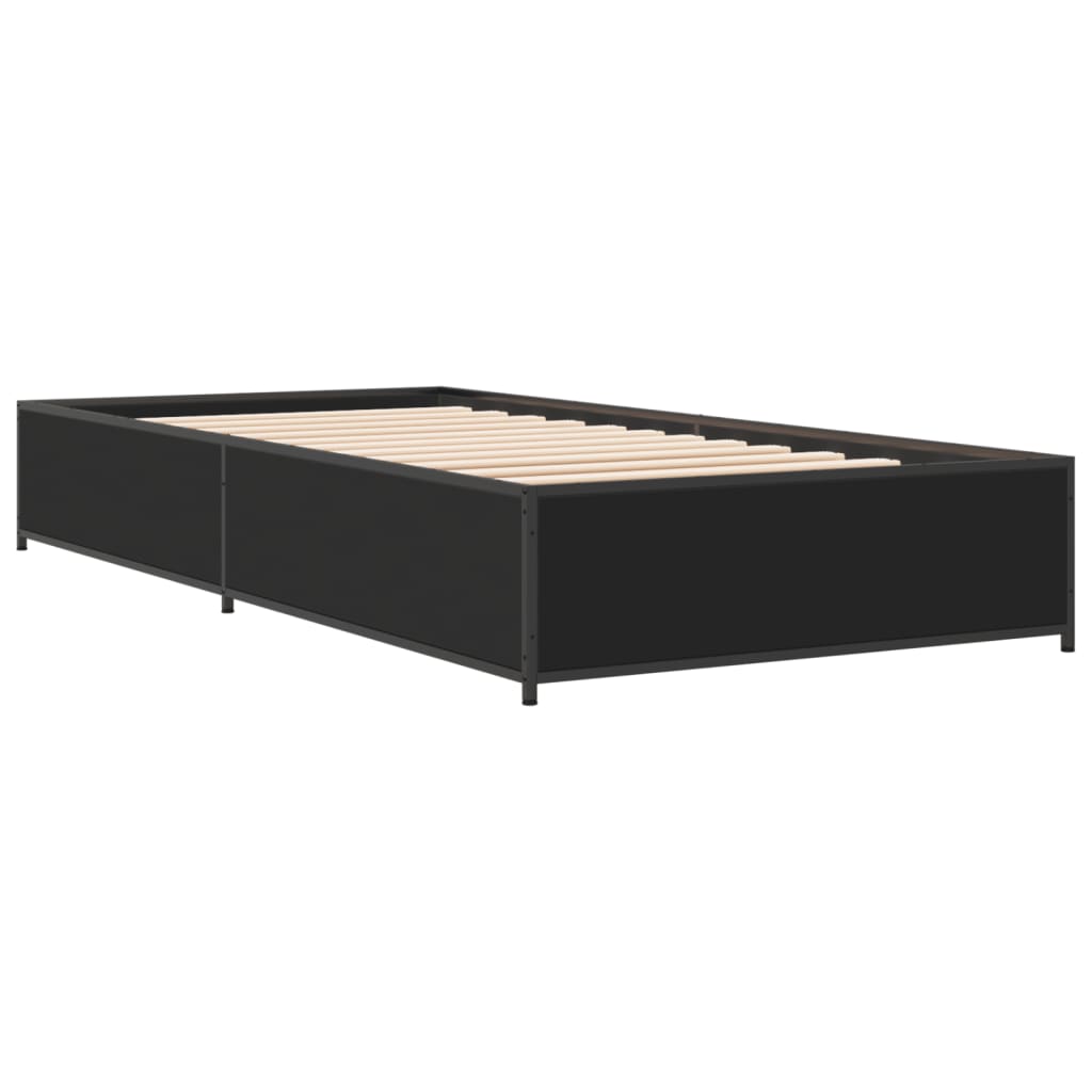 Bed Frame Black 75 x 190 cm Particleboard and Metal