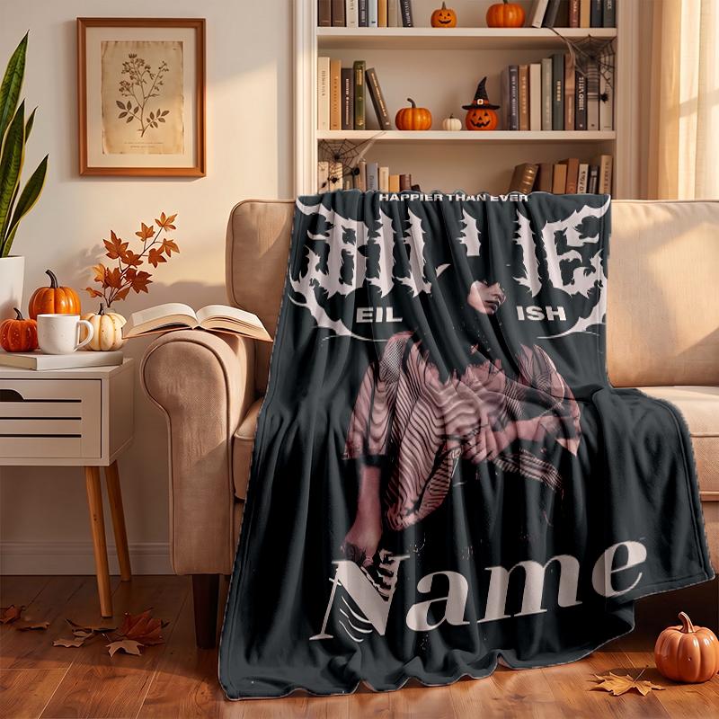 Billie eilish Custom Flannel Blankets Soft Warm Cozy Throws for Home Decor Holiday Gifts