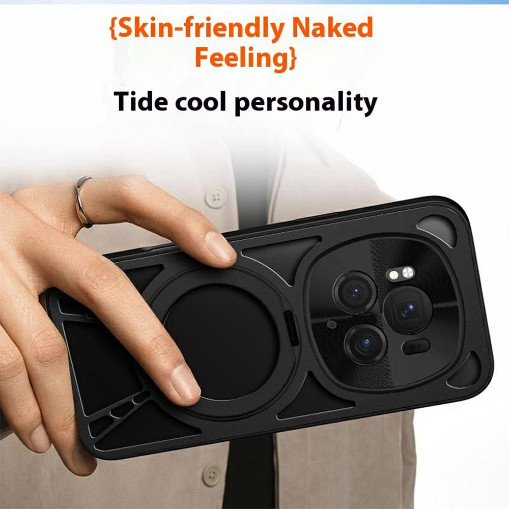 For Honor Magic6 5G Case Magnetic Kickstand Hollow Heat Dissipation Silicone+PC+Metal Bumper Phone Cover