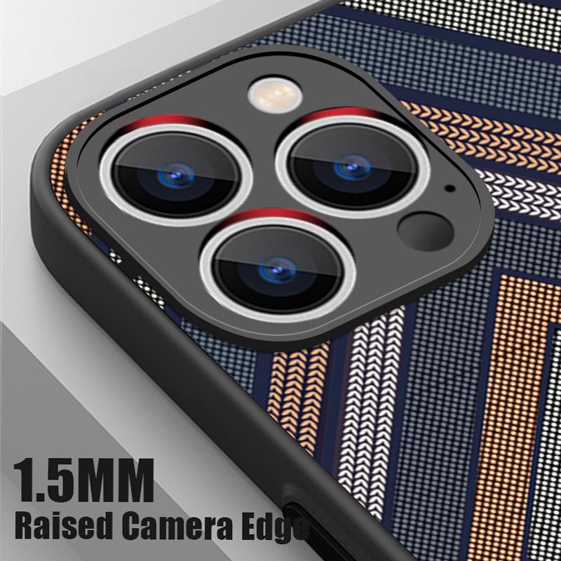 Чехол с геометрической текстурой ткани для iPhone 17 Pro Max Чехол iPhone 16 Pro Max 15 14 13 16E 17E Магнитный Для Magsafe Гибридный Матовый Чехол