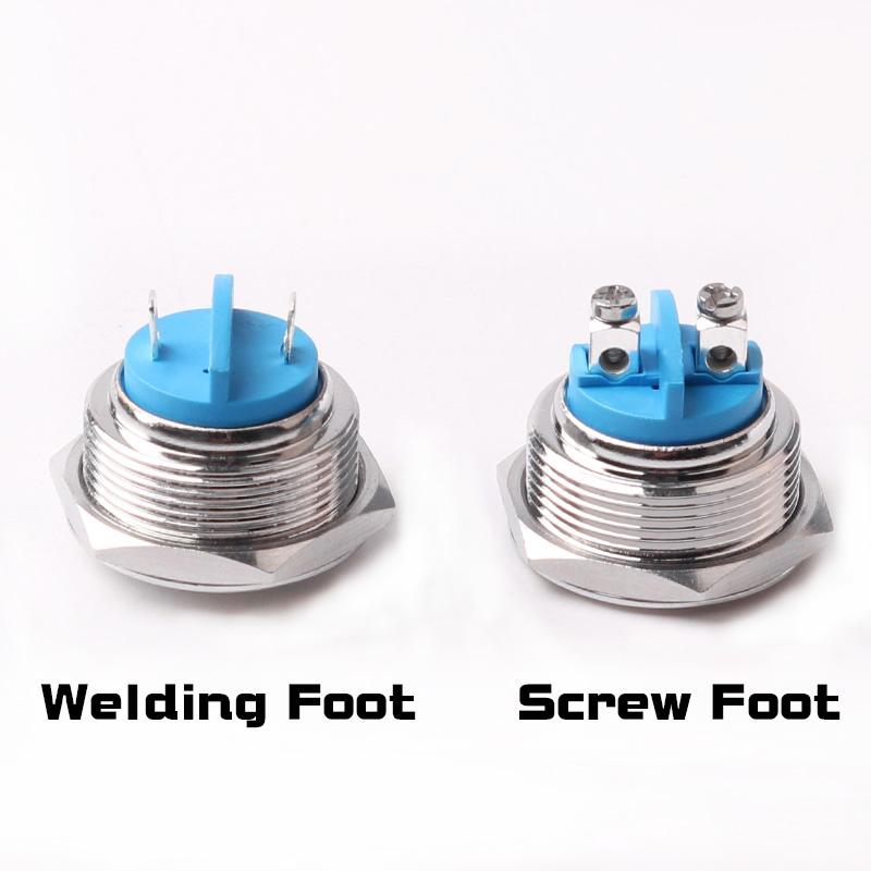 16MM 19MM 22MM Metal Button Switch Screw/Welding Foot High/Flat/Ball Head 1NO Momentary Waterproof Switch
