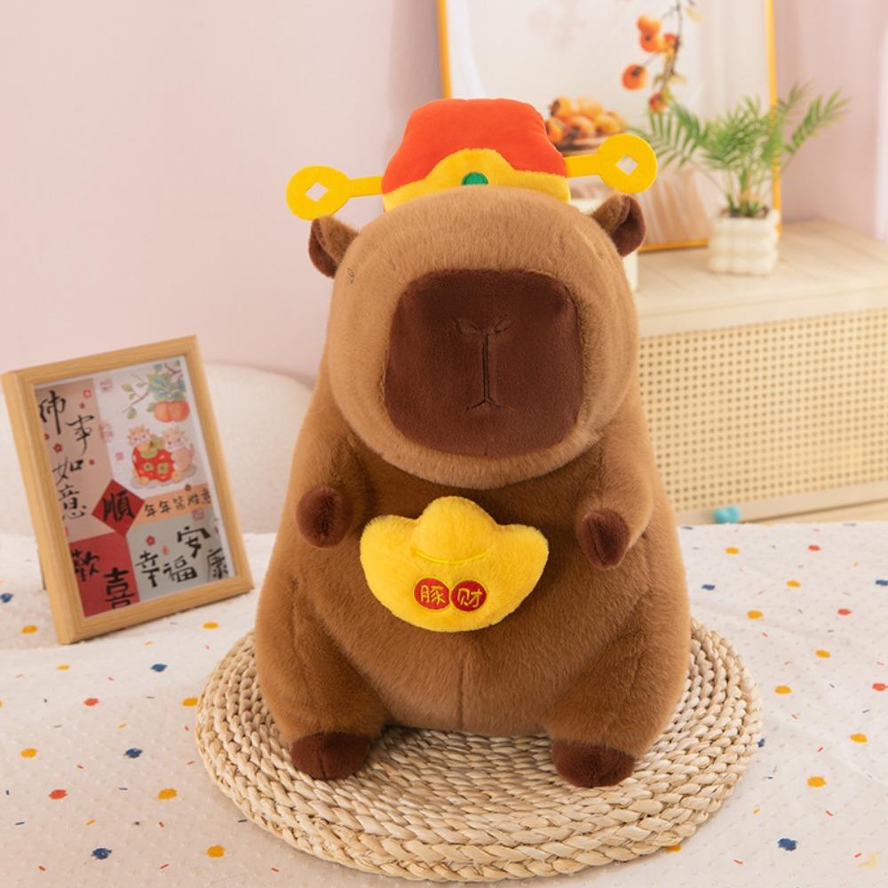 Бог богатства Капибара Плюшевая игрушка Симуляция Капибара Пушистая кукла Капибара Плюшевая кукла Домашний декор
