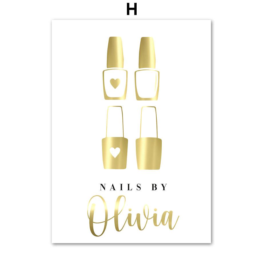 Золотая фольга для ногтей, плакаты с ресницами и принты, лак для ногтей, подарок, студия красоты, косметолог, салон, настенная живопись на холсте, декор для комнаты