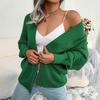Europe, America, Autumn and Winter New Long-sleeved Loose-knit Cardigan Solid Color Buttonless Sweater Jacket Top Women