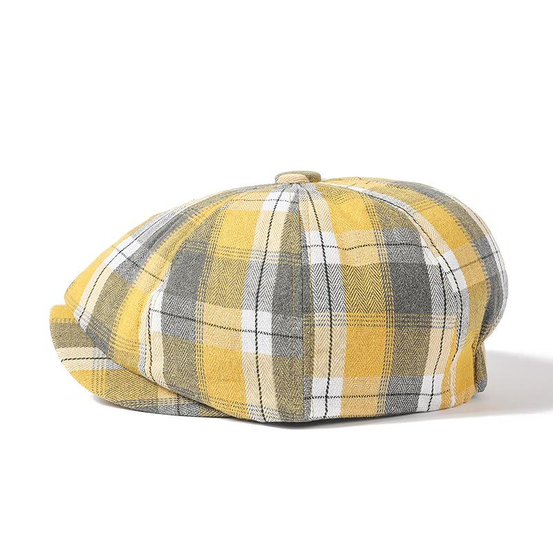 Восьмиугольная кепка в литературном стиле, берет в клетку в стиле ретро, мужская кепка газетчика, женская кепка в европейском и американском стиле