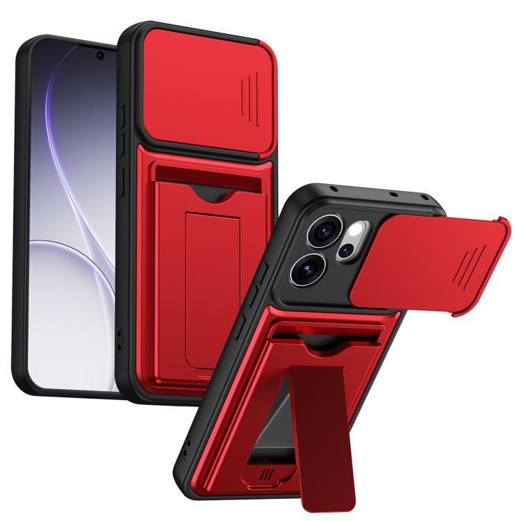 Card‑Holder‑Series Sliding‑Lens‑Cover PC Hybrid TPU Shockproof Phone Case For OPPO Reno15 Pro Max 5G Global