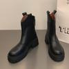 2024 Новые зимние модные женские однотонные сапоги на толстой подошве длиной до щиколотки с застежкой-молнией сзади на высоком каблуке длиной до середины икры