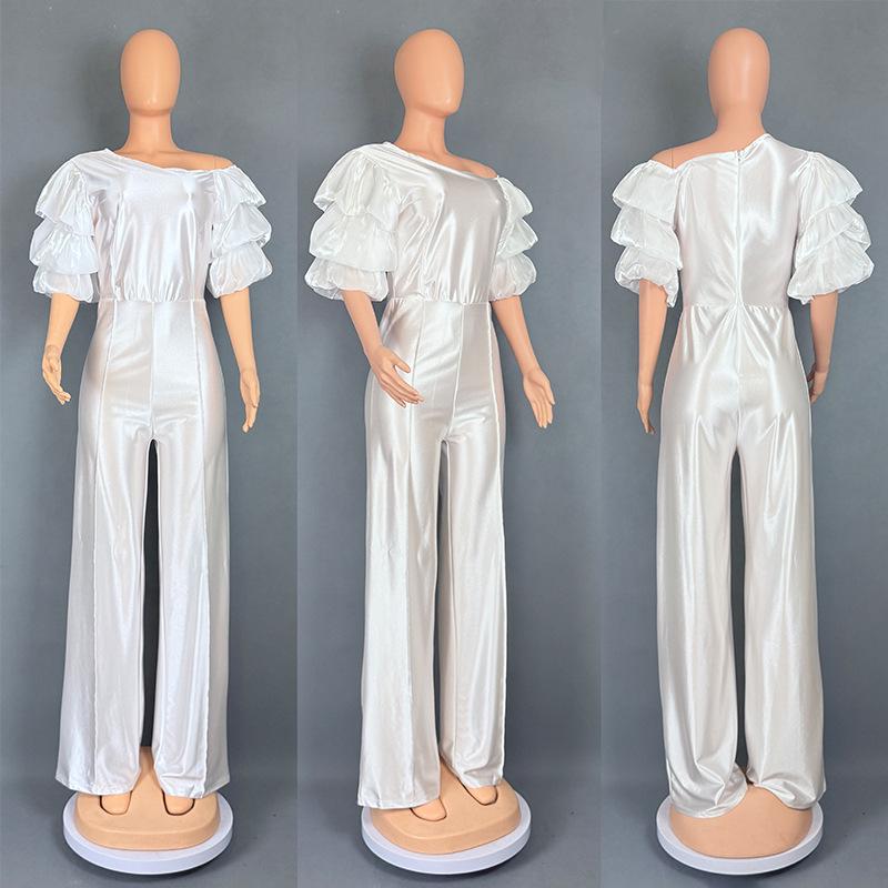 Женский комбинезон с одним плечом и многослойным рукавом, вечернее платье 5813