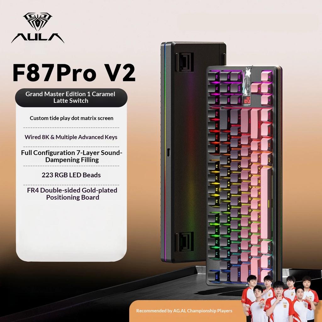 Aula F87 Pro V2 Custom Mechanical Keyboard Wireless Triple Mode Bluetooth Silent Rgb Backlit Gaming For Pc Computer Esports