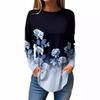 Vintage Long Sleeve 3D Printed T-shirts Flower Round Neck Top for Women's Clothing