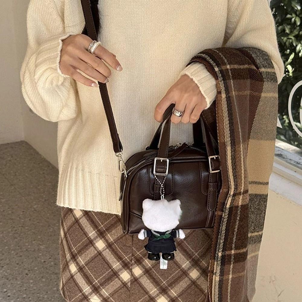 Сумка на плечо Ретро Сумка ручная PU Кожа Boston Bag Элегантная PU Сумка-боулинг Девочки/Женская