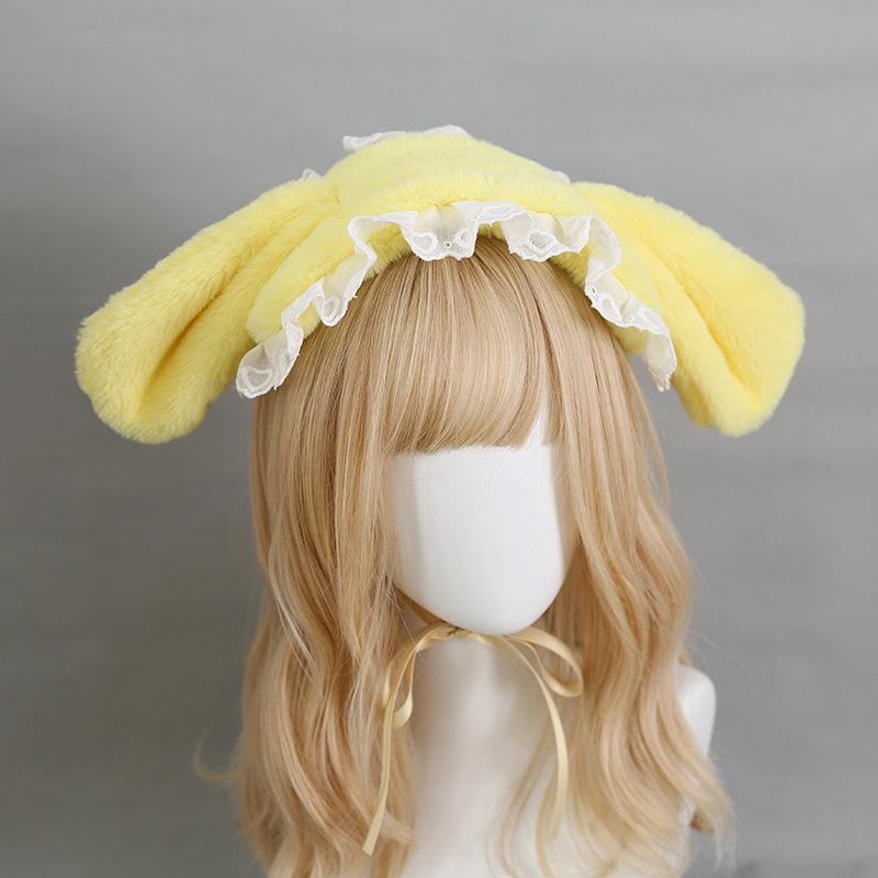 Головной убор в виде ушек в виде животных в стиле Лолиты, плюшевая повязка на голову с ушками кролика, аксессуары для головных уборов