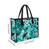 Teal Leopard Print Tote Bag Trendy Fashion Large Capacity Portable Casual Daily Shoulder Handbag for Women Outdoor Travel Shopping