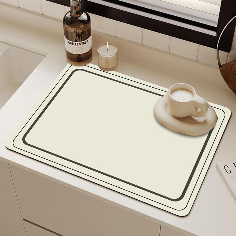 Non-Slip Diatomite Mat Dish Drainer Rug Kitchen Drain Pad Absorbent Coffee Mats Quick Drying Kitchen Rugs Sink Draining Mat