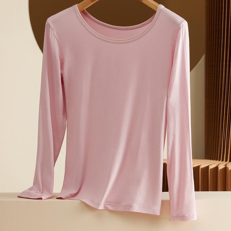 Женский модальный топ с длинным рукавом и круглым вырезом – Тонкий осенне-зимний свитер, Большой размер