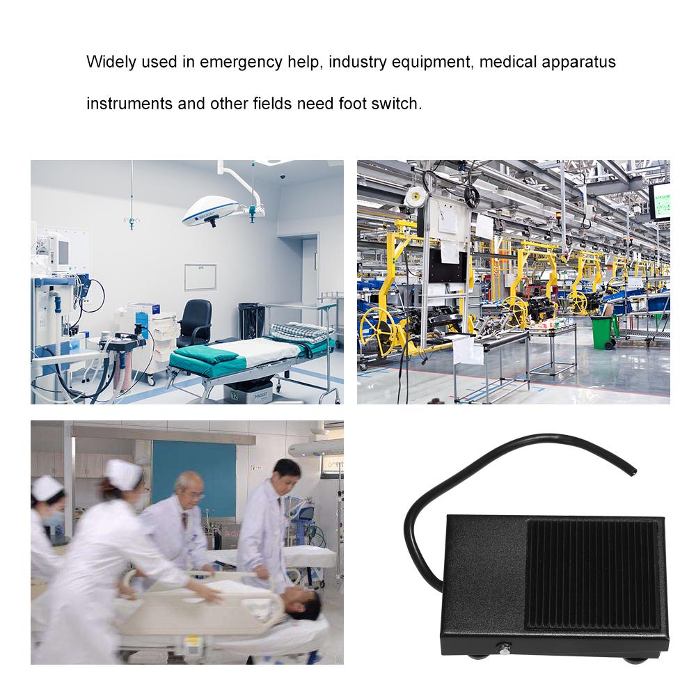 Сверхмощный металлический противоскользящий педальный переключатель, педальный переключатель, мгновенный контроль, 3 провода, NO/NC