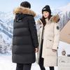 2025 Winter Goose Down Jacket: Black Long Coat with Fur Collar for Men & Women