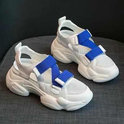 Женские повседневные сандалии с выемками 2024 года, лето, новый стиль, универсальная дышащая толстая подошва, модная женская вулканизированная спортивная обувь