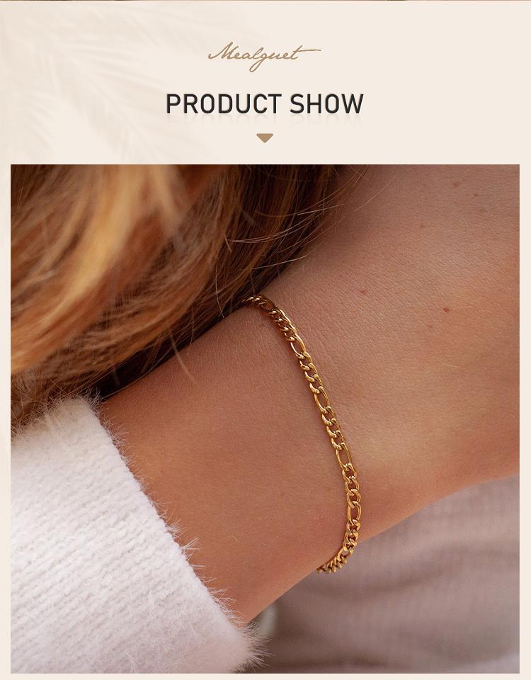 Figaron Chain Bracelet Women, 3mm/5mm/7mm Stainless Steel Wristband, Minimalist Stackable Jewelry