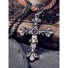 Retro Gothic Cross Necklace Men's Fashion Punk Titanium Steel Stylish Fashion Double-Sided Hip Hop Pendant Men's Sweater Chain