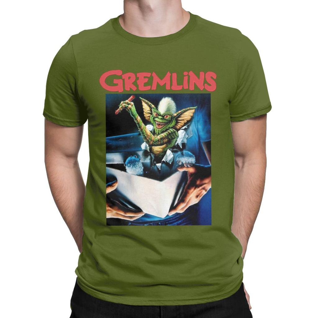 Gremlins Men S T Shirts Gizmo Monster Gremlin 80S Horror Christmas Movie Awesome Tees Round Neck