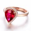 Винтажные капли воды красные кристаллы рубины драгоценные камни бриллианты кольца для женщин 14k розовое золото цвет ювелирные изделия бижутерия Bague романтические подарки