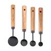 8-Piece Stainless Steel Measuring Cups & Spoons Set with Acacia Wood Handles for Baking & Coffee Seasoning