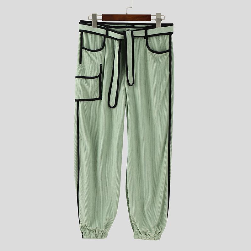 INCERUN Осень Весна Мужские Повседневные Вельветовые Штаны-Гаремы на Молнии с Отстрочкой на Талии