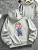 Hoodie for boys and girls, autumn casual loose warm jacket with cartoon pig print, pig head with striped hat.