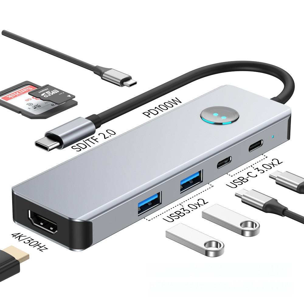 Док-станция Type-C (HUB), USB-конвертер с отключением экрана в один клик, 4K Высококачественное проецирование экрана, Мультиинтерфейсный для ноутбука