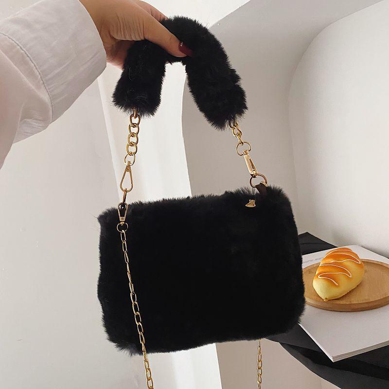 Handbag Compact Chain Crossbody Bag Fashion Square Faux Fur Shoulder Bag Premium Durable Quality Useful Practical