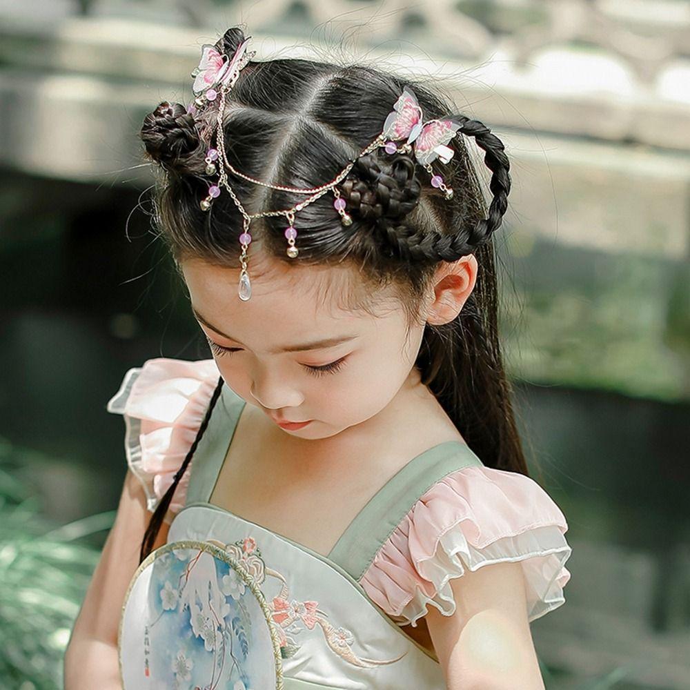 Палочки для волос с кисточками, головные уборы в китайском стиле, заколка для волос Ханфу, детская заколка, заколка в старинном стиле