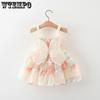 Детская одежда Платье для девочек Летнее платье на бретелях с крылышками Цветочное платье принцессы для малышки