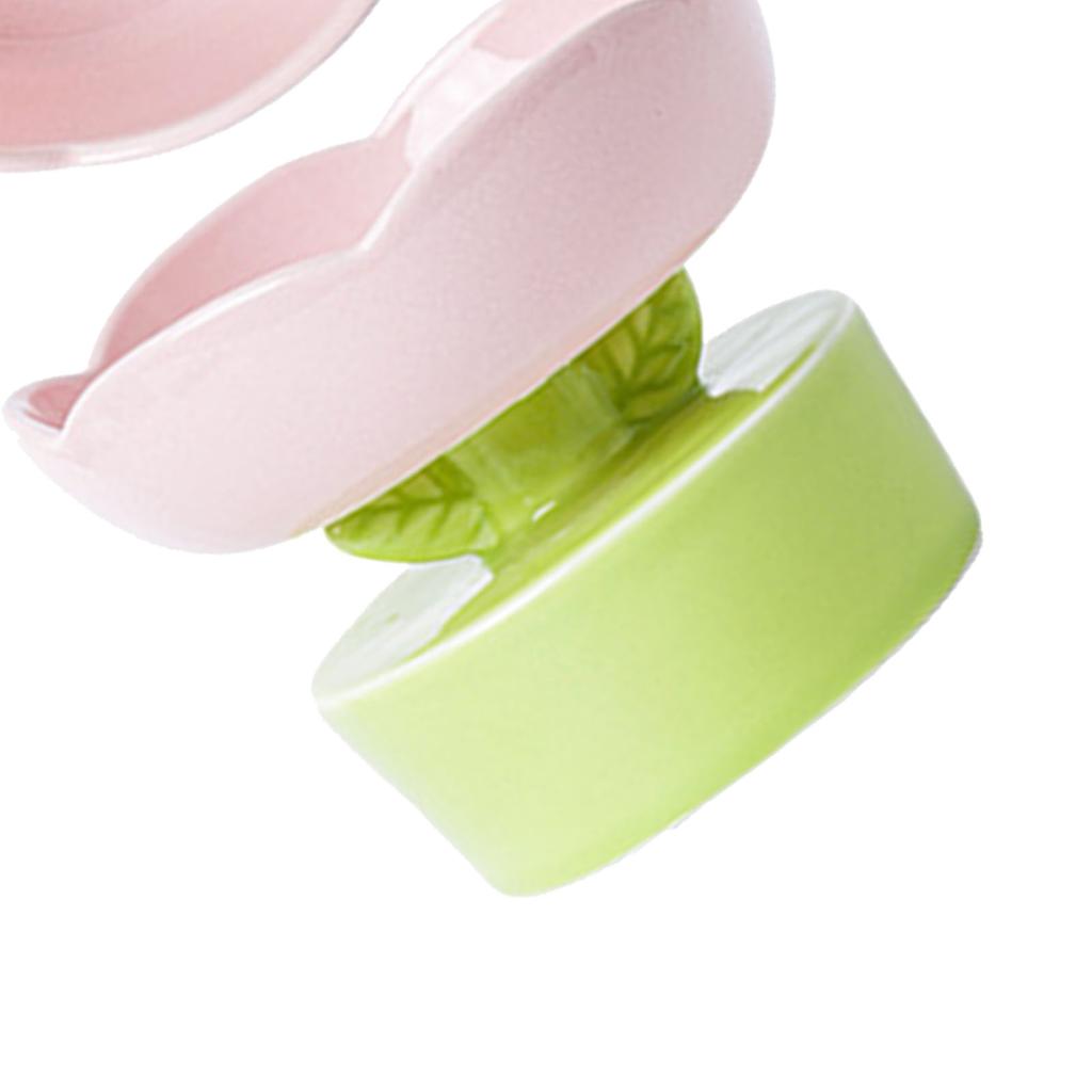 Ceramic Cat Food Bowl Cute Flower Shape Large Capacity Neck Spine Protection Raised Pet Food Bowl for Cats Dogs Pets