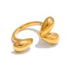 Yhpup New Arrivals Adjustable Stainless Steel Metal Heart Love Ring for Women Charm Finger PVD Jewelry 2025 Valentine's Gift