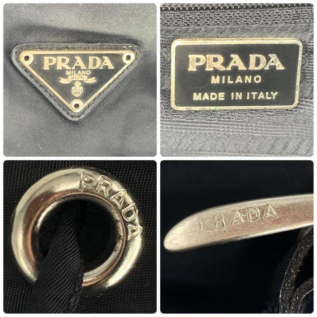 PRADA Rucksuck Backpack Daypack Tessuto Nylon Leather Silver Hardware Black Women's Triangle Logo Plate