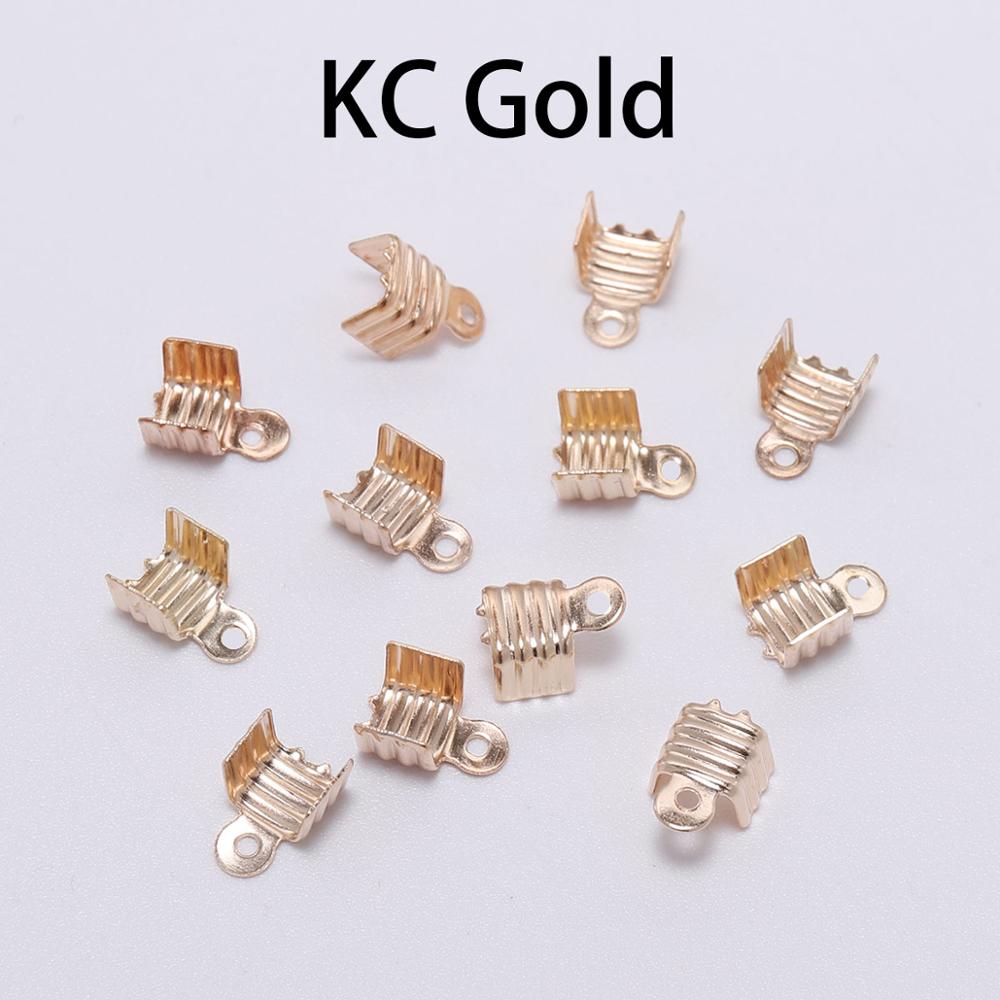 200 pcs/lot Metal End Caps End Clasps Leather Cord Crimp Bead Connectors For Jewelry Making Findings DIY Accessories Supplies