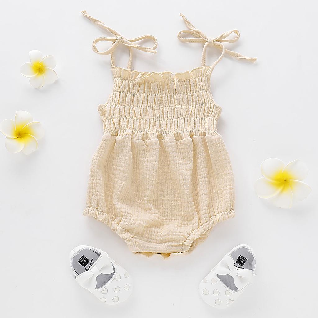 Newborn Baby Girl Clothes Sleeveless Solid Color Strap Romper Jumpsuit One Pieces Outfits Sunsuit Clothes